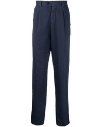 Pantalon chino en lin bleu marine Brunello Cucinelli