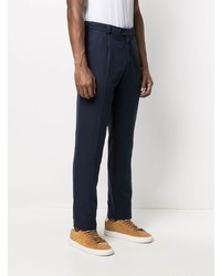 Pantalon chino en lin bleu marine Brunello Cucinelli