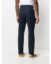 Pantalon chino en lin bleu marine Brunello Cucinelli