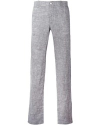 Pantalon chino en lin gris Corneliani