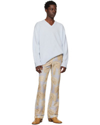 Pantalon chino en lin imprimé marron clair Acne Studios