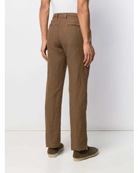 Pantalon chino en lin marron Massimo Alba