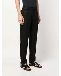 Pantalon chino en lin noir Tagliatore