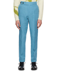 Pantalon chino en lin turquoise