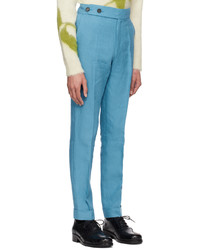 Pantalon chino en lin turquoise Erdem