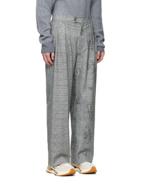 Pantalon chino en pied-de-poule gris Feng Chen Wang