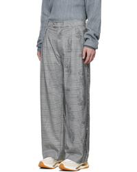 Pantalon chino en pied-de-poule gris Feng Chen Wang