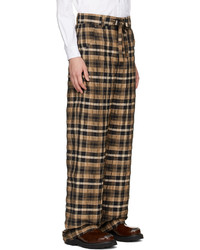 Pantalon chino en seersucker à carreaux marron Nanushka