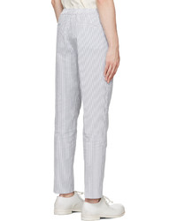 Pantalon chino en seersucker à rayures verticales bleu marine et blanc Harmony