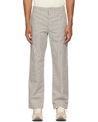 Pantalon chino en seersucker à rayures verticales gris