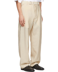 Pantalon chino en seersucker beige Lemaire