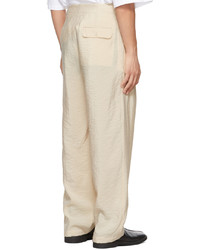 Pantalon chino en seersucker beige Lemaire