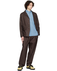 Pantalon chino en seersucker marron foncé Pop Trading Company