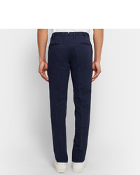 Pantalon chino en sergé bleu marine Incotex