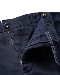 Pantalon chino en sergé bleu marine Incotex