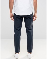 Pantalon chino en sergé bleu marine Selected