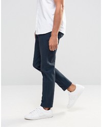 Pantalon chino en sergé bleu marine Selected