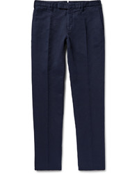 Pantalon chino en sergé bleu marine Incotex