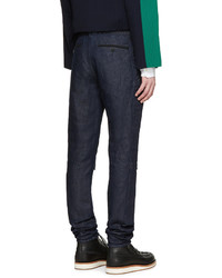 Pantalon chino en sergé bleu marine Sacai