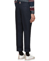 Pantalon chino en sergé bleu marine Thom Browne