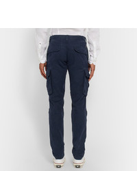 Pantalon chino en sergé bleu marine Incotex