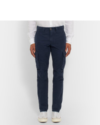 Pantalon chino en sergé bleu marine Incotex