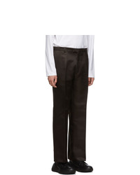 Pantalon chino en soie marron foncé Prada