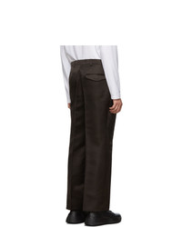 Pantalon chino en soie marron foncé Prada