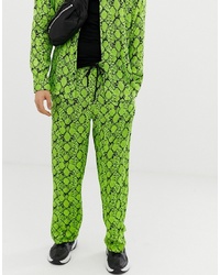 Pantalon chino en soie vert