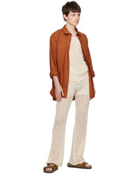 Pantalon chino en tricot beige Nanushka