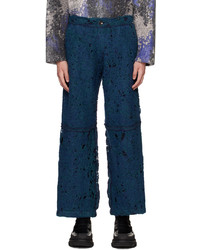 Pantalon chino en tricot bleu canard