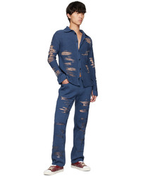 Pantalon chino en tricot bleu marine khanh brice nguyen