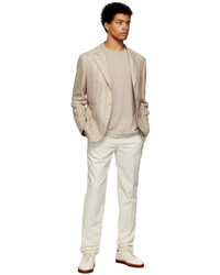 Pantalon chino en velours côtelé blanc Brunello Cucinelli