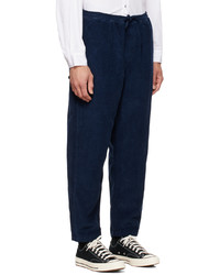 Pantalon chino en velours côtelé bleu marine YMC