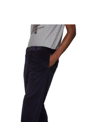 Pantalon chino en velours côtelé bleu marine Moncler