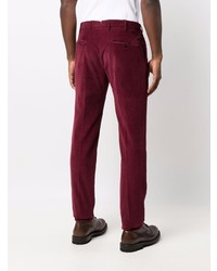 Pantalon chino en velours côtelé bordeaux Incotex