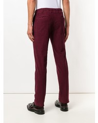 Pantalon chino en velours côtelé bordeaux Incotex