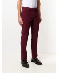 Pantalon chino en velours côtelé bordeaux Incotex