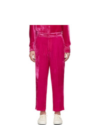 Pantalon chino en velours côtelé fuchsia