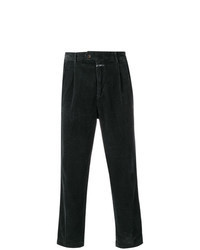 Pantalon chino en velours côtelé gris foncé