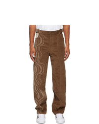 Pantalon chino en velours côtelé imprimé marron