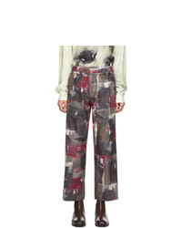 Pantalon chino en velours côtelé imprimé multicolore