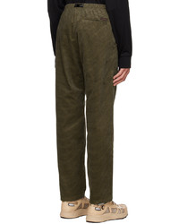 Pantalon chino en velours côtelé imprimé vert foncé Gramicci