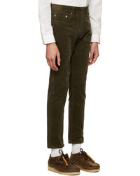 Pantalon chino en velours côtelé marron foncé Beams Plus