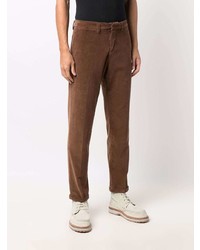 Pantalon chino en velours côtelé marron Fay