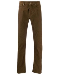Pantalon chino en velours côtelé marron Incotex