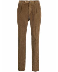 Pantalon chino en velours côtelé marron Incotex