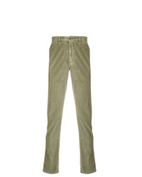 Pantalon chino en velours côtelé olive Incotex