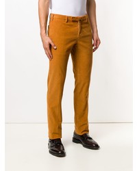 Pantalon chino en velours côtelé orange Incotex