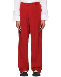 Pantalon chino en velours côtelé rouge Maison Margiela
